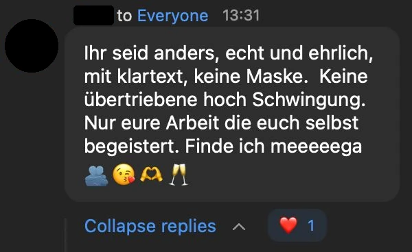 Nachricht einer Teilnehmerin im Webinar-Chat